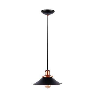 Lustre Pendente Retrô Melbourne Vintage E-27 Preto com Cobre