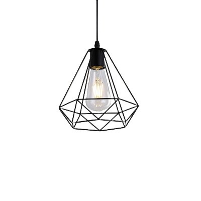 Lustre Pendente Aramado 25cm Trine Preto E-27 Bivolt Mak Led