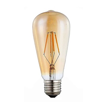 Lâmpada Filamento de LED Bulbo ST64 4W Âmbar Bivolt Galaxy