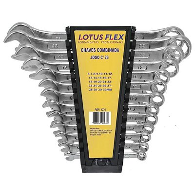 Jogo de Chave Combinada Boca e Estria 26Peças 6 a 32mm Lotus