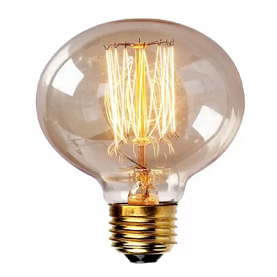 Lâmpada Filamento Carbono G125 40W 127V Luz Amarela E27