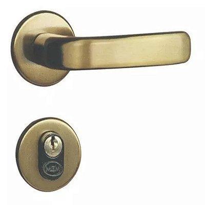 Fechadura Externa Roseta Bronze Latonado Alavanca 40 MGM