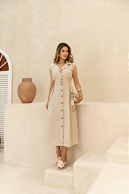 Vestido Maria - Linho - Cru