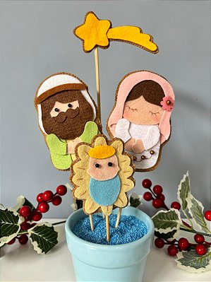 Sagrada Família de Feltro com Palito