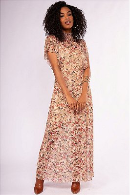 Vestido Longo Tule Floral