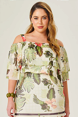 Blusa de alça Estampado plus size