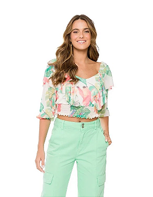Blusa Manga 3/4 em Tule