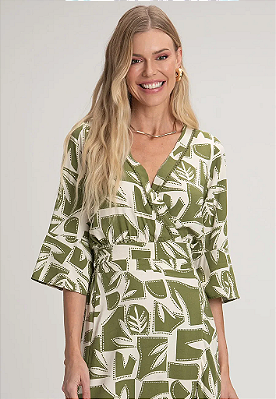 Blusa Manga 3/4 de viscose estampada