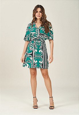 Vestido Curto em Plano Viscose Lisa