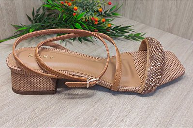 Sandália Salto Baixo Ocre