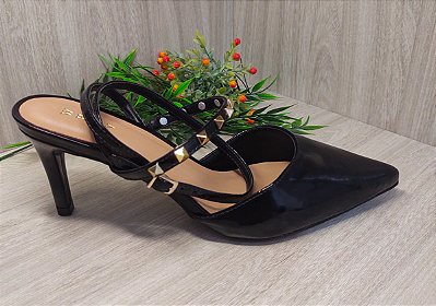 Scarpin Salto Fino Verniz Preto