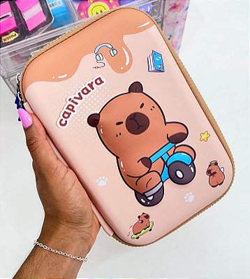 Estojo Capivara Box com 6 Divisórias Capa dura 3D Importado