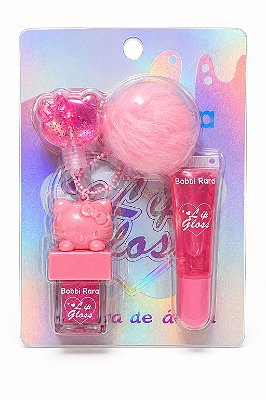 Lip Gloss Hello Kitty kit 3 em 1 Bobbi Rara
