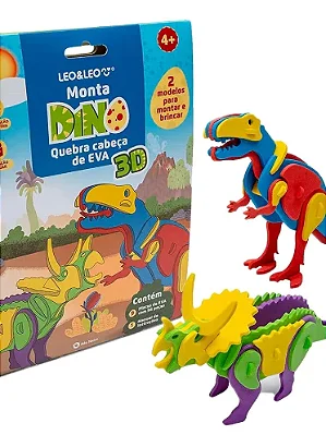 Monta Dino Quebra  Cabeça de EVA 3D Leo e Leo