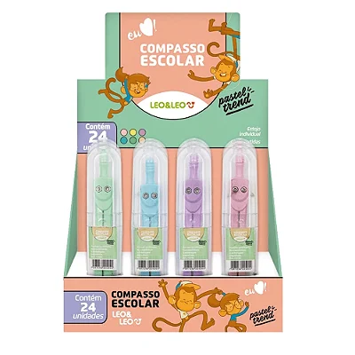 Compasso Escolar Pastel Trend Leo e Leo