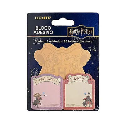 BLOCO ADESIVO POST-IT HARRY POTTER - BLISTER C/ 3 BLOCOS 20F CADA LEOARTE