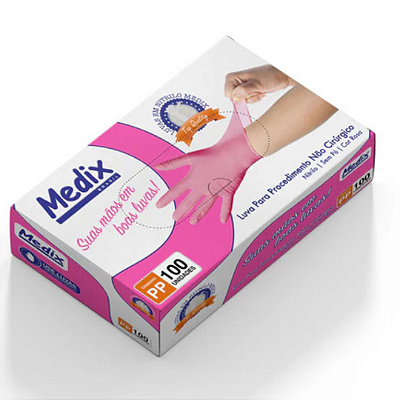 LUVA NITRILICA S/PO ROSA TAM PP 100UN