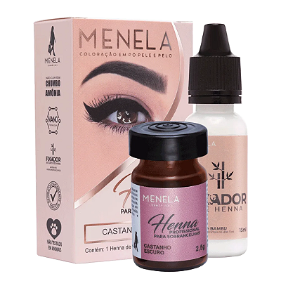 KIT HENNA PARA SOBRANCELHAS MENELA 2,5 G - CASTANHO ESCURO