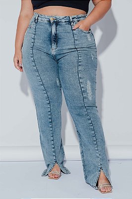 Calça Jeans WIDE LEG COM ELASTANO Plus Size Joice