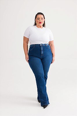 Calça Jeans Reta com Elastano Plus Size Joana