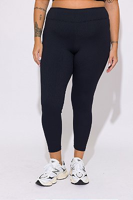 Legging Fitness Plus Size Canelada Preta