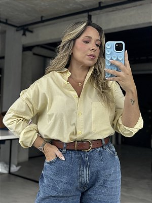 Camisa Alfaiataria Oxford Amarelo Manteiga