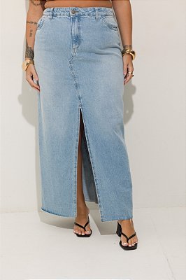 Saia Jeans Longa Plus Size Valeska