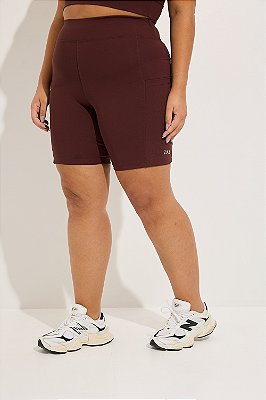 Bermuda Fitness Plus Size com Bolso Mocha