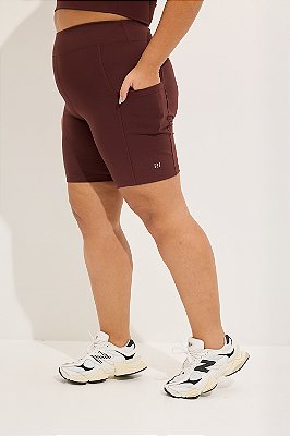 Bermuda Fitness Plus Size com Bolso Mocha