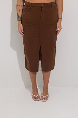 Saia Jeans Midi Plus Size Barbara Cacau