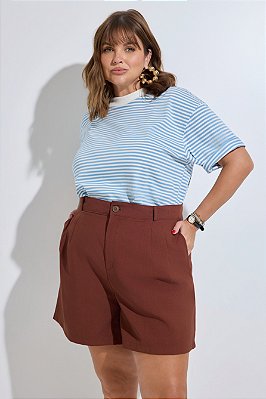 Shorts Alfaiataria Suelen Tencel Marrom