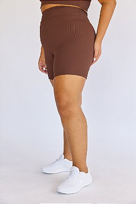 Bermuda Fitness Plus Size Canelada Cacau