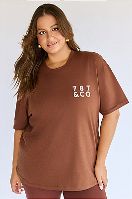 Camiseta Fitness Plus Size 787&CO Mocha