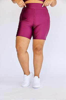 Bermuda Fitness Plus Size com Bolso Metallic Cherry