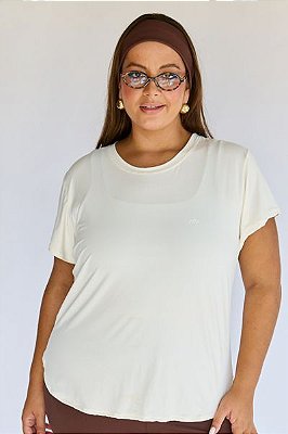 Camiseta Fitness Plus Size Tech Off White