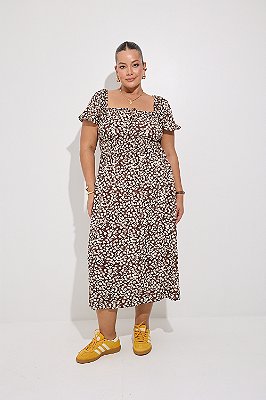 Vestido Lily Floral Marrom