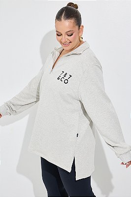 Casaco Moletom Com Zíper 787&Co Cinza