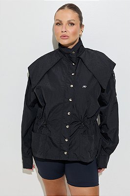 Parka Corta Vento Plus Size Queens Preta