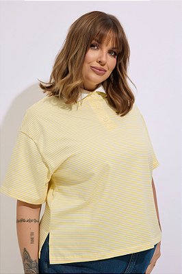 Blusa Polo Manga Curta Listrada Amarela