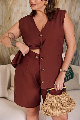 Colete Alfaiataria Marrom Escuro