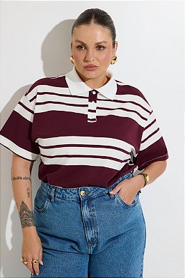 Blusa Polo Manga Curta Listrada Vinho