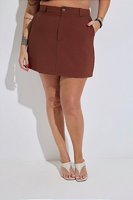 Saia Alfaiataria Tencel Marrom