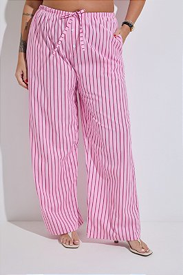Calça Sheron Tricoline Listrada Rosa