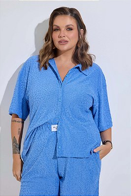 Blusa Polo Atoalhado Azul