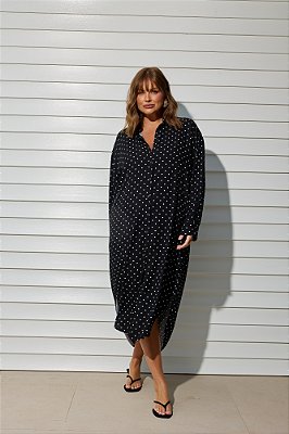 Vestido Chemise Eloá Poá Preto
