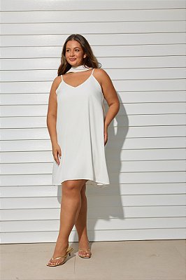 Vestido Curto Paula Branco Com Faixa