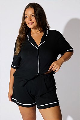 Pijama Manga Curta Preto