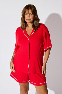 Pijama Manga Curta Vermelho