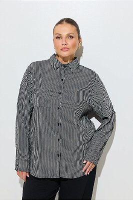 Camisa Alfaiataria Ellen Listrada Preta