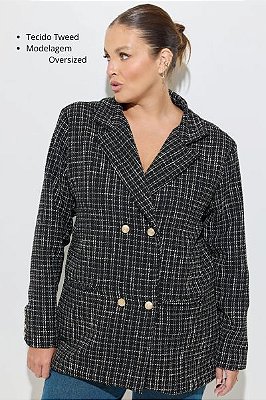 Blazer Alfaiataria Tweed Xadrez